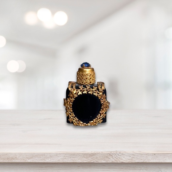 Antique French Porcelain & Blue Glass Mini Perfume Scent Bottle - Picture 4 of 6